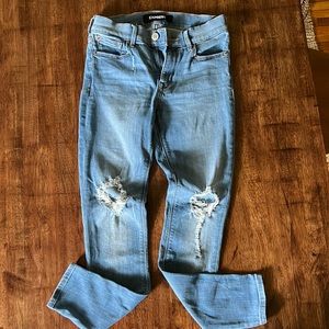 Express distressed skinny jeans